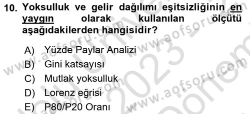 Ekonominin Güncel Sorunları Dersi 2023 - 2024 Yılı (Final) Dönem Sonu Sınav Soruları 10. Soru