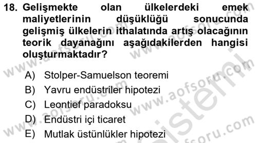 Ekonominin Güncel Sorunları Dersi 2023 - 2024 Yılı (Final) Dönem Sonu Sınav Soruları 18. Soru