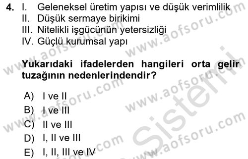 Ekonominin Güncel Sorunları Dersi 2023 - 2024 Yılı Yaz Okulu Sınav Soruları 4. Soru