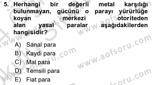 Ekonominin Güncel Sorunları Dersi 2023 - 2024 Yılı Yaz Okulu Sınav Soruları 5. Soru