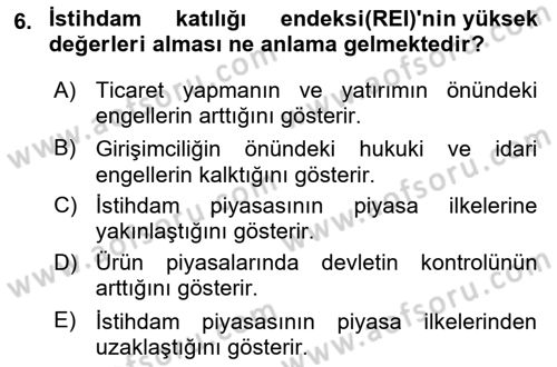 Ekonominin Güncel Sorunları Dersi 2023 - 2024 Yılı Yaz Okulu Sınav Soruları 6. Soru