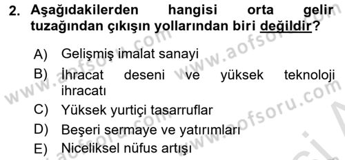 Ekonominin Güncel Sorunları Dersi 2024 - 2025 Yılı (Vize) Ara Sınav Soruları 2. Soru