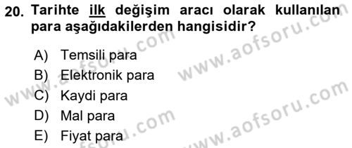 Ekonominin Güncel Sorunları Dersi 2024 - 2025 Yılı (Vize) Ara Sınav Soruları 20. Soru