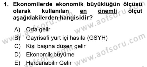 Ekonominin Güncel Sorunları Dersi 2024 - 2025 Yılı (Final) Dönem Sonu Sınav Soruları 1. Soru