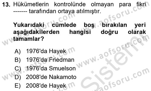 Ekonominin Güncel Sorunları Dersi 2024 - 2025 Yılı (Final) Dönem Sonu Sınav Soruları 13. Soru