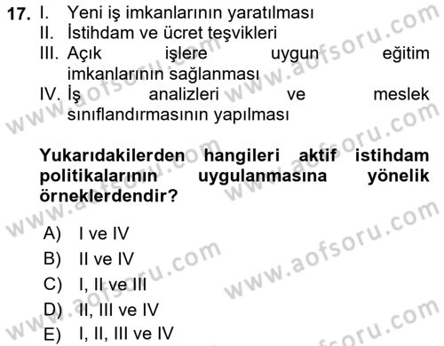 Ekonominin Güncel Sorunları Dersi 2024 - 2025 Yılı (Final) Dönem Sonu Sınav Soruları 17. Soru