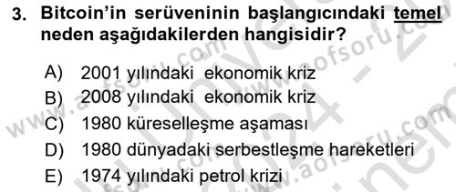 Ekonominin Güncel Sorunları Dersi 2024 - 2025 Yılı (Final) Dönem Sonu Sınav Soruları 3. Soru