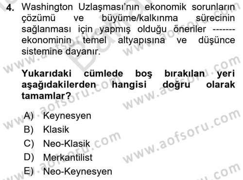 Ekonominin Güncel Sorunları Dersi 2024 - 2025 Yılı (Final) Dönem Sonu Sınav Soruları 4. Soru