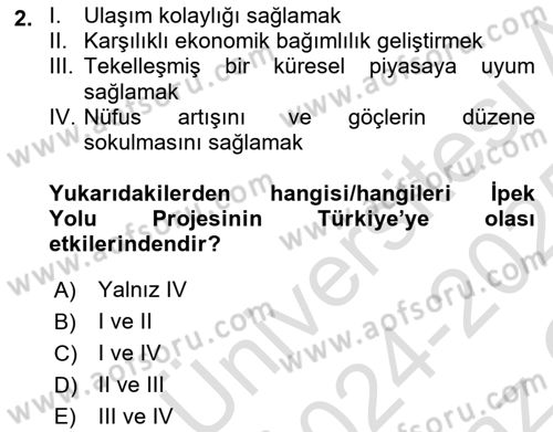 Ekonominin Güncel Sorunları Dersi 2024 - 2025 Yılı Yaz Okulu Sınav Soruları 2. Soru