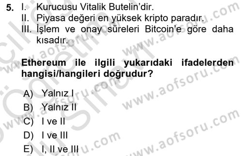 Ekonominin Güncel Sorunları Dersi 2024 - 2025 Yılı Yaz Okulu Sınav Soruları 5. Soru