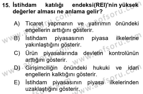 Ekonominin Güncel Sorunları Dersi 2025 - 2026 Yılı (Vize) Ara Sınav Soruları 15. Soru