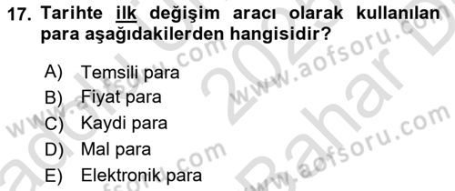 Ekonominin Güncel Sorunları Dersi 2025 - 2026 Yılı (Vize) Ara Sınav Soruları 17. Soru