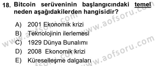 Ekonominin Güncel Sorunları Dersi 2025 - 2026 Yılı (Vize) Ara Sınav Soruları 18. Soru
