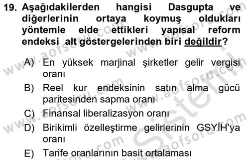 Ekonominin Güncel Sorunları Dersi 2025 - 2026 Yılı (Vize) Ara Sınav Soruları 19. Soru
