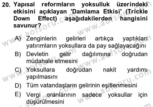 Ekonominin Güncel Sorunları Dersi 2025 - 2026 Yılı (Vize) Ara Sınav Soruları 20. Soru