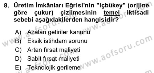 Ekonominin Güncel Sorunları Dersi 2025 - 2026 Yılı (Vize) Ara Sınav Soruları 8. Soru