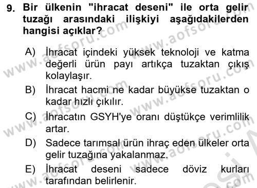 Ekonominin Güncel Sorunları Dersi 2025 - 2026 Yılı (Vize) Ara Sınav Soruları 9. Soru