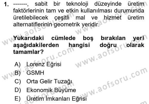 Ekonominin Güncel Sorunları Dersi 2025 - 2026 Yılı (Final) Dönem Sonu Sınav Soruları 1. Soru