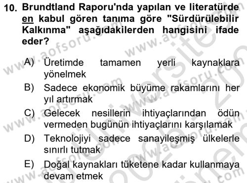 Ekonominin Güncel Sorunları Dersi 2025 - 2026 Yılı (Final) Dönem Sonu Sınav Soruları 10. Soru