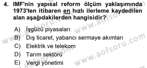 Ekonominin Güncel Sorunları Dersi 2025 - 2026 Yılı (Final) Dönem Sonu Sınav Soruları 4. Soru
