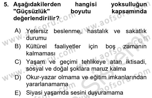 Ekonominin Güncel Sorunları Dersi 2025 - 2026 Yılı (Final) Dönem Sonu Sınav Soruları 5. Soru