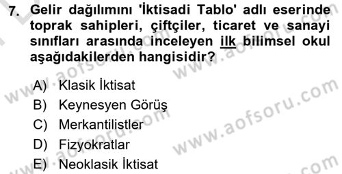 Ekonominin Güncel Sorunları Dersi 2025 - 2026 Yılı (Final) Dönem Sonu Sınav Soruları 7. Soru