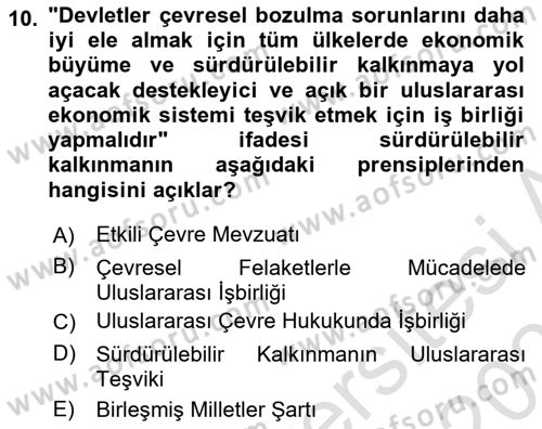 Ekonominin Güncel Sorunları Dersi 2025 - 2026 Yılı Yaz Okulu Sınav Soruları 10. Soru