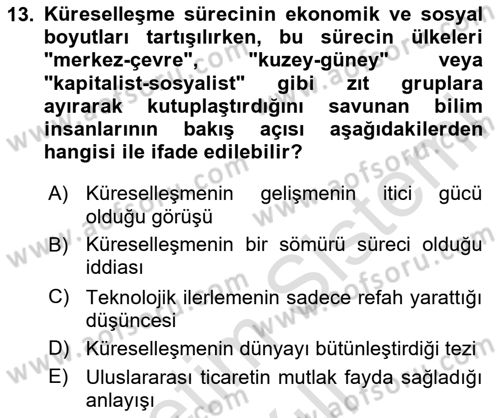 Ekonominin Güncel Sorunları Dersi 2025 - 2026 Yılı Yaz Okulu Sınav Soruları 13. Soru
