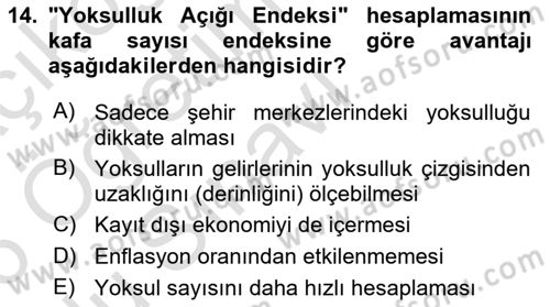 Ekonominin Güncel Sorunları Dersi 2025 - 2026 Yılı Yaz Okulu Sınav Soruları 14. Soru
