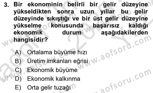 Ekonominin Güncel Sorunları Dersi 2025 - 2026 Yılı Yaz Okulu Sınav Soruları 3. Soru
