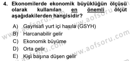 Ekonominin Güncel Sorunları Dersi 2025 - 2026 Yılı Yaz Okulu Sınav Soruları 4. Soru
