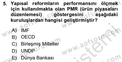 Ekonominin Güncel Sorunları Dersi 2025 - 2026 Yılı Yaz Okulu Sınav Soruları 5. Soru