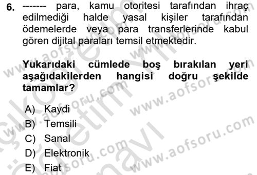 Ekonominin Güncel Sorunları Dersi 2025 - 2026 Yılı Yaz Okulu Sınav Soruları 6. Soru