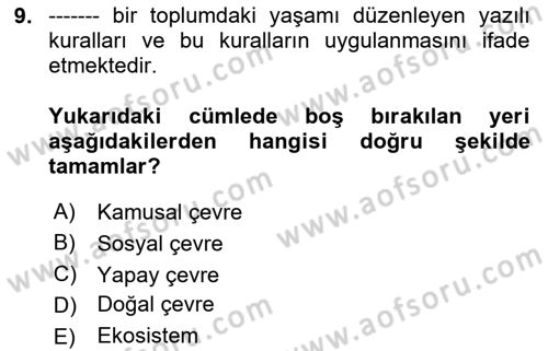 Ekonominin Güncel Sorunları Dersi 2025 - 2026 Yılı Yaz Okulu Sınav Soruları 9. Soru