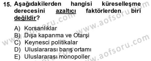 İktisadi Büyüme Dersi 2012 - 2013 Yılı (Final) Dönem Sonu Sınav Soruları 15. Soru