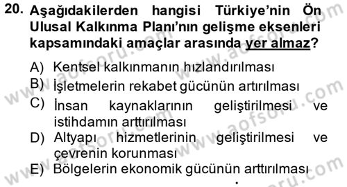 İktisadi Büyüme Dersi 2012 - 2013 Yılı (Final) Dönem Sonu Sınav Soruları 20. Soru