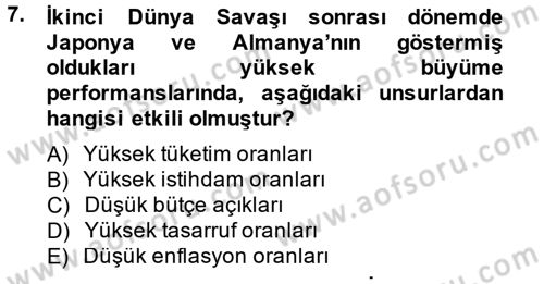 İktisadi Büyüme Dersi 2012 - 2013 Yılı (Final) Dönem Sonu Sınav Soruları 7. Soru