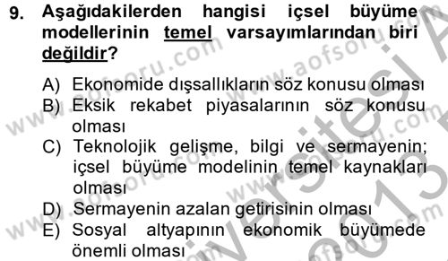 İktisadi Büyüme Dersi 2012 - 2013 Yılı (Final) Dönem Sonu Sınav Soruları 9. Soru