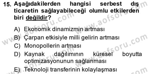 İktisadi Büyüme Dersi 2013 - 2014 Yılı (Final) Dönem Sonu Sınav Soruları 15. Soru