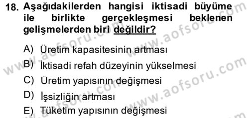 İktisadi Büyüme Dersi 2013 - 2014 Yılı (Final) Dönem Sonu Sınav Soruları 18. Soru