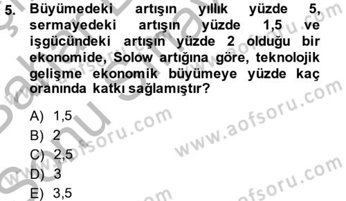 İktisadi Büyüme Dersi 2013 - 2014 Yılı (Final) Dönem Sonu Sınav Soruları 5. Soru