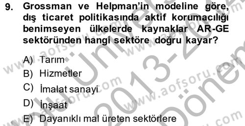 İktisadi Büyüme Dersi 2013 - 2014 Yılı (Final) Dönem Sonu Sınav Soruları 9. Soru