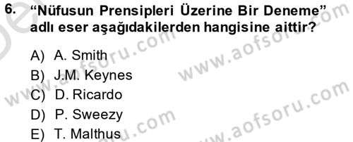 İktisadi Büyüme Dersi 2013 - 2014 Yılı Tek Ders Sınavı 6. Soru