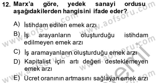 İktisadi Büyüme Dersi 2014 - 2015 Yılı (Vize) Ara Sınavı 12. Soru