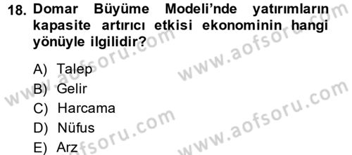 İktisadi Büyüme Dersi 2014 - 2015 Yılı (Vize) Ara Sınavı 18. Soru