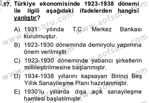İktisadi Büyüme Dersi 2014 - 2015 Yılı (Final) Dönem Sonu Sınav Soruları 17. Soru