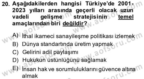 İktisadi Büyüme Dersi 2014 - 2015 Yılı (Final) Dönem Sonu Sınav Soruları 20. Soru
