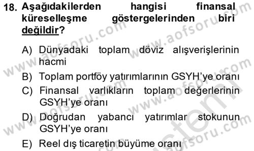 İktisadi Büyüme Dersi 2014 - 2015 Yılı Tek Ders Sınavı 18. Soru