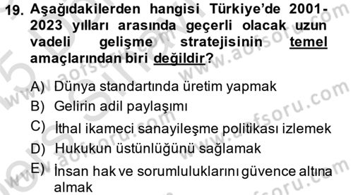İktisadi Büyüme Dersi 2014 - 2015 Yılı Tek Ders Sınav Soruları 19. Soru