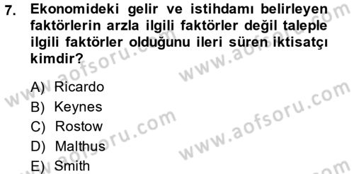İktisadi Büyüme Dersi 2014 - 2015 Yılı Tek Ders Sınav Soruları 7. Soru